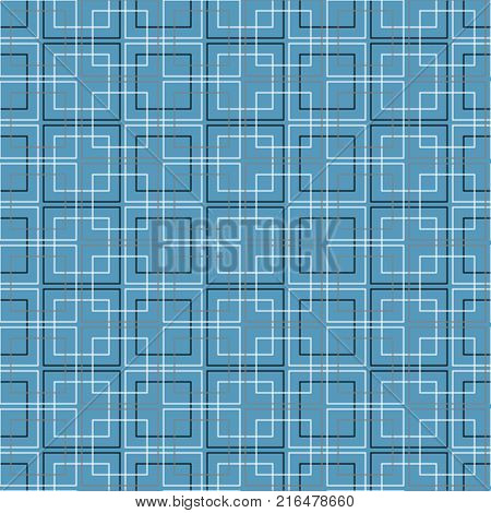 Abstract Blue Sea Seamless Pattern from Rectangles. Vector geometric design, modern art graphic.