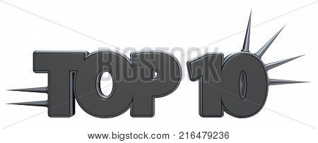 top 10 symbol with prickles on white background - 3d rendering
