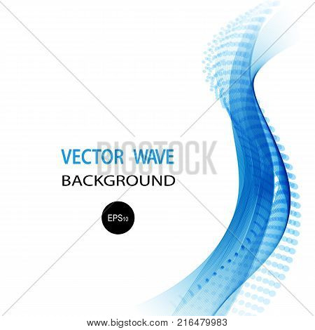 Vector abstract wave background. Blue wave on white