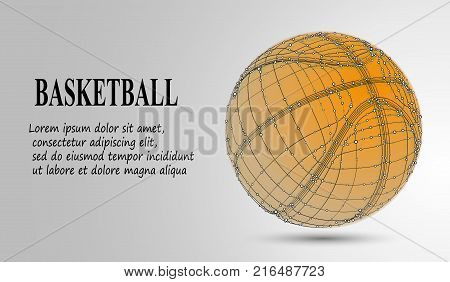 Silhouette Of A Basketball Ball. Dots, Lines, Triangles, Text, Color Effects And Background On A Sep