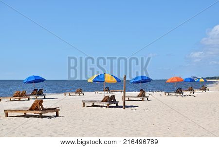 Colorful Umbrellas At Beach