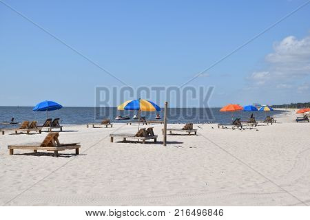 Colorful Umbrellas At Beach