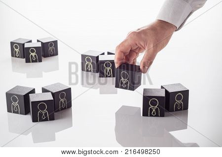 Selection and analysis candidate on work. Choice resume business recruitment. HR manager is checking off workers in planning to select them for a work team.