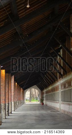 Lights and shadows in the gallery in autumn