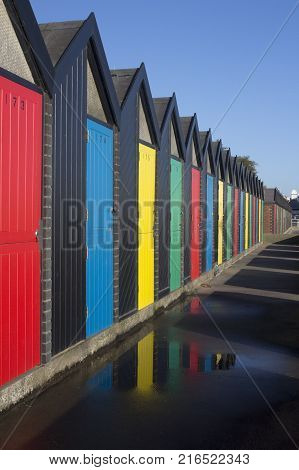 Colourful Beach Huts at Lowestoft Suffolk England