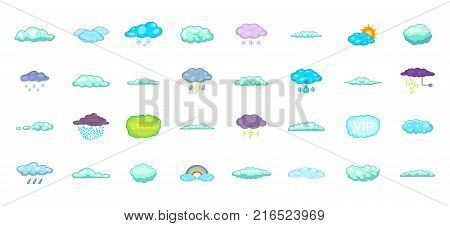 Clouds icon set. Cartoon set of clouds vector icons for your web design isolated on white background