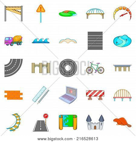 Bridge icons set. Cartoon set of 25 bridge vector icons for web isolated on white background