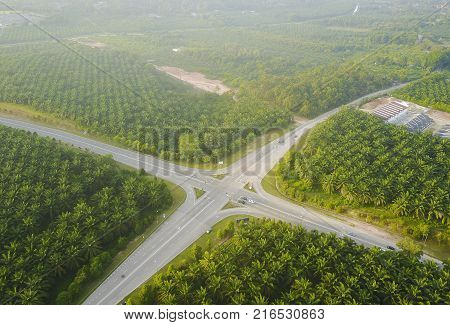 Aerial View Of Mount Baling, With Padding Field View Before Sunrise.