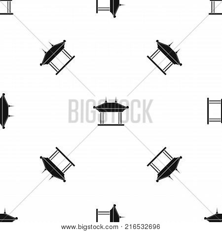 Pagoda pattern repeat seamless in black color for any design. Vector geometric illustration