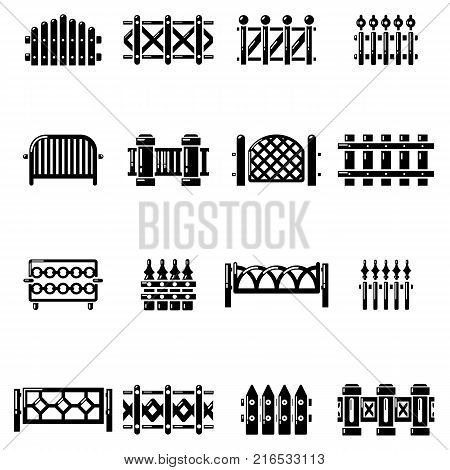 Different fencing icons set. Simple illustration of 16 different fencing vector icons for web