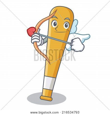 Cupid baseball bat character cartoon vector illustration