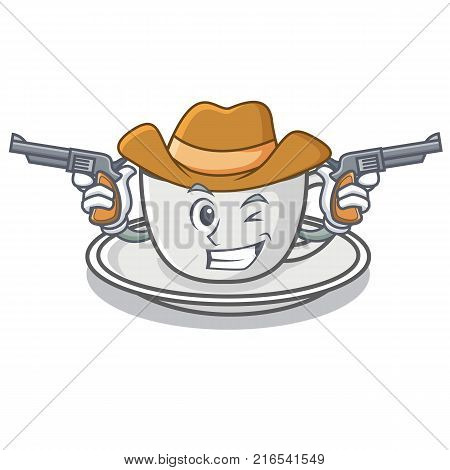 Cowboy coffee character cartoon style vector illustration