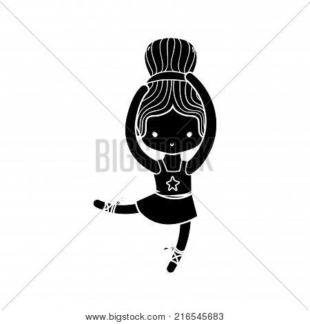 contour ballerina pactice dancer with hair bun vector illustration