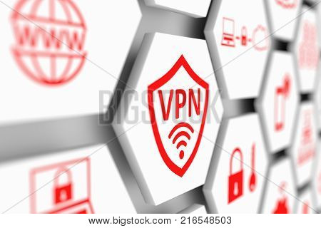 VPN concept cell blurred background 3d illustration