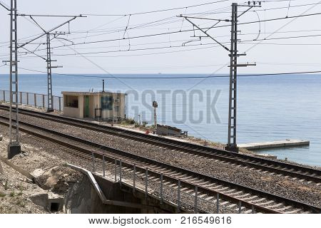 Booth at the railway station road Tuapse - Adler, Krasnodar Region, Russia