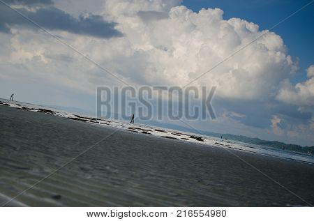 Beach with Big white Cloud on the top