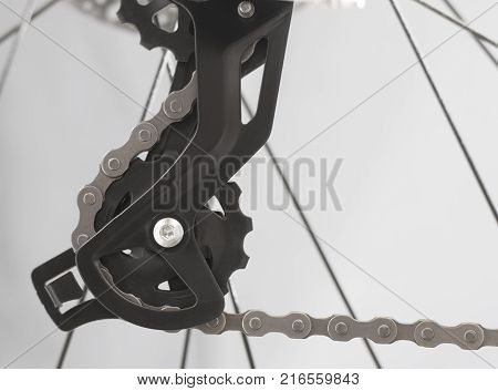 Small star of the rear mountain bike speed switch on a gray background