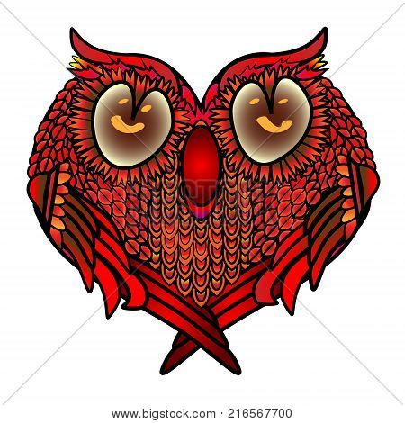 Greeting card with heart settled a cute owl in love for love and closeness. Valentines day or wedding congratulations. for love and closeness.