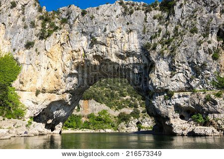The Pont d'Arc is a large natural bridge in Ardeche canyon France