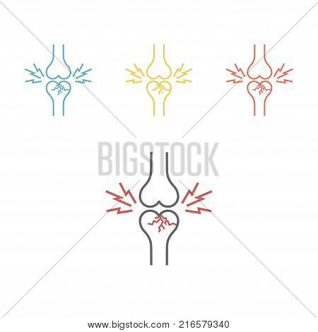 Bone fracture, human body osteoporosis icon. Vector signs for web graphics.