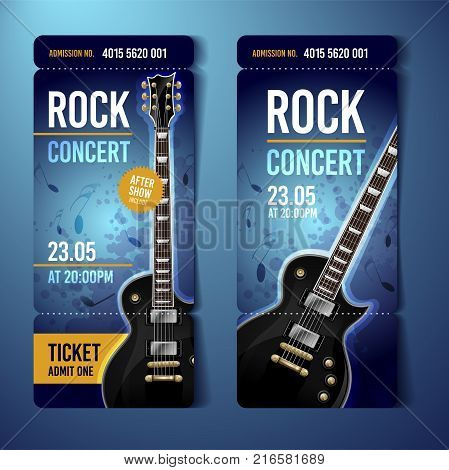 vector rock festival ticket design template with guitar