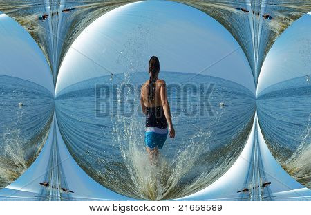 Mädchen in ein droplet