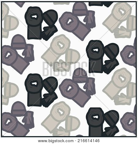seamless pattern of winter scarf gloves cap