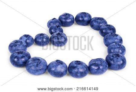 Stack of blueberries isolated on white with clipping path