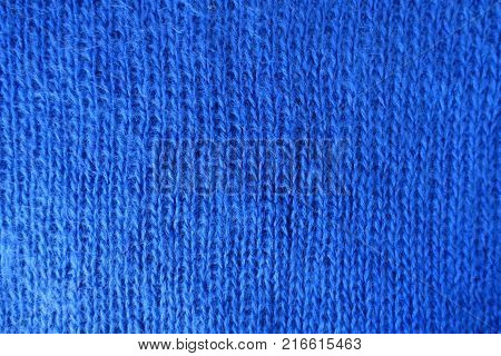 Electric blue handmade stockinet fabric from above