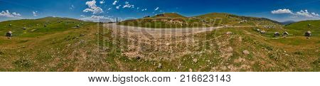 Unpaved road Batumi-Akhaltsikhe and High-Resolution Landscape 360 degree Panorama of Adjara region of Georgia near Khulo village