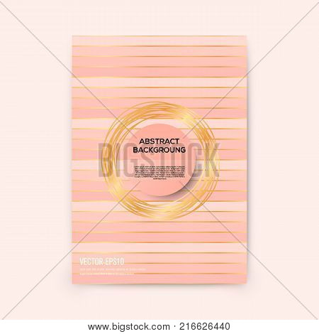 Brochure template with rose goldbackground. cover backdrop for banner or poster design