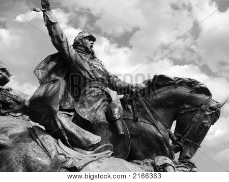 Soldado da guerra civil em cavalo