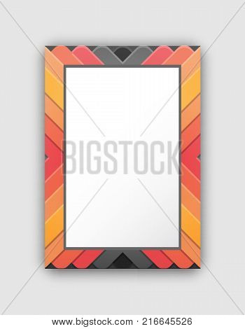Frame pattern with lines of red and black colors, empty inside, picture represented on vector illustration isolated on white with place for text