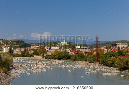 View of the Bagrat temple a sunny day. Kutaisi. Georgia.