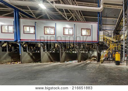 Modern Waste Recycling Processing Plant. Separate Garbage Collection. Recycling And Storage Of Waste