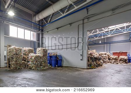 Modern Waste Recycling Processing Plant. Separate Garbage Collection. Recycling And Storage Of Waste