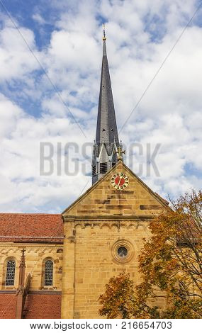 Maulbronn, Germany - oktober 19, 2017 Monastery Maulbronn from outside at a partly cloudy day