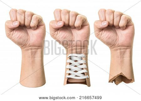 Set of creative hand isolated on white background with clipping path