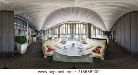 Minsk, Belarus - March 20, 2014: Full Spherical 360 Degrees Seamless Panorama In Equirectangular Equ