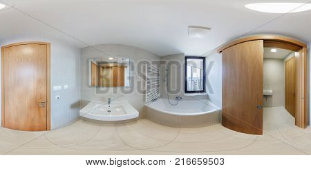 Minsk, Belarus - March 20, 2014: Full Spherical 360 Degrees Seamless Panorama In Equirectangular Equ