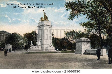 MANHATTAN, NYC - około 1912: Vintage pocztówka przedstawiająca Central Parku, St. 59 & 8 Ave., 