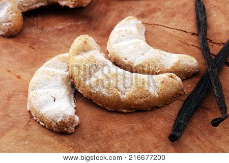 Vanille Kipferl cookies for christmas with sugar and vanille