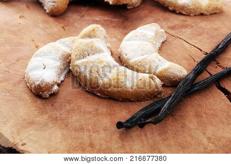 Vanille Kipferl cookies for christmas with sugar and vanille