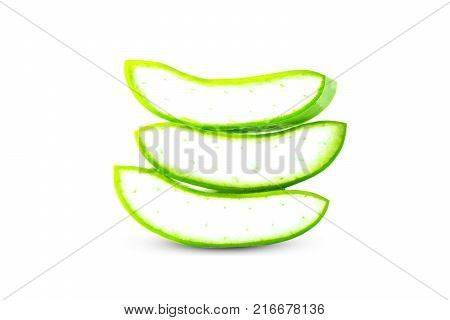 Aloe Vera sliced isolated on a white backgroundfor healthhealthy food.