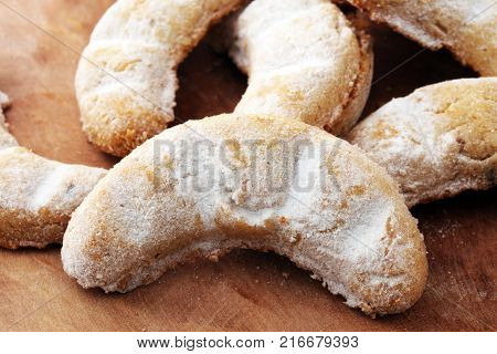 Vanille Kipferl cookies for christmas with sugar and vanille