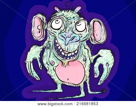 A picture of a little colourful creature gnome like