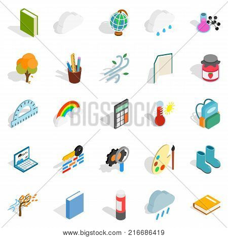 Epoch icons set. Isometric set of 25 epoch vector icons for web isolated on white background