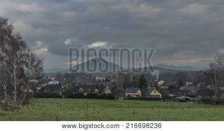 Bynovec village in Ceske Svycarsko national park in autumn afternoon