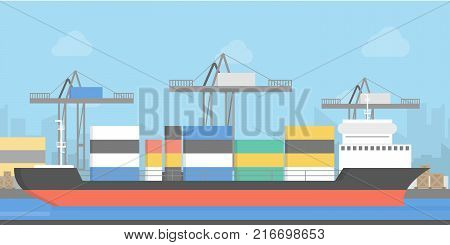 Post shipment by sea. International delivery service.