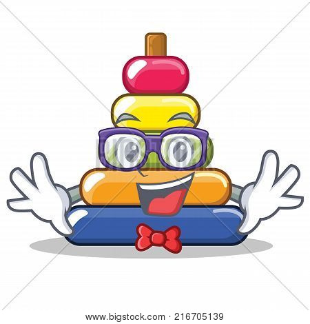 Geek pyramid ring character cartoon vector illustration